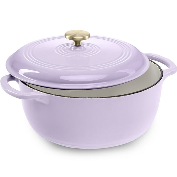 Best Choice Products 7.5 Quart Enamel Cast-Iron Dutch Oven, Heavy-Duty Cookware w/ Dual Handles, Lid - Lavender Mist