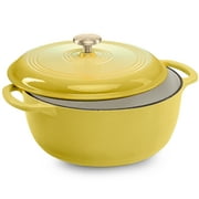 Best Choice Products 7.5 Quart Enamel Cast-Iron Dutch Oven, Heavy-Duty Cookware w/ Dual Handles, Lid - Lemon Meringue