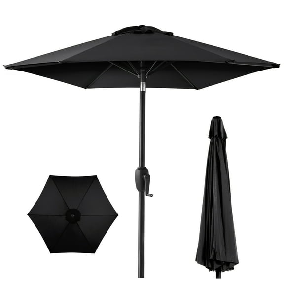 Best Choice Products 7.5ft Heavy-Duty Outdoor Market Patio Umbrella w/ Push Button Tilt, Easy Crank, Black