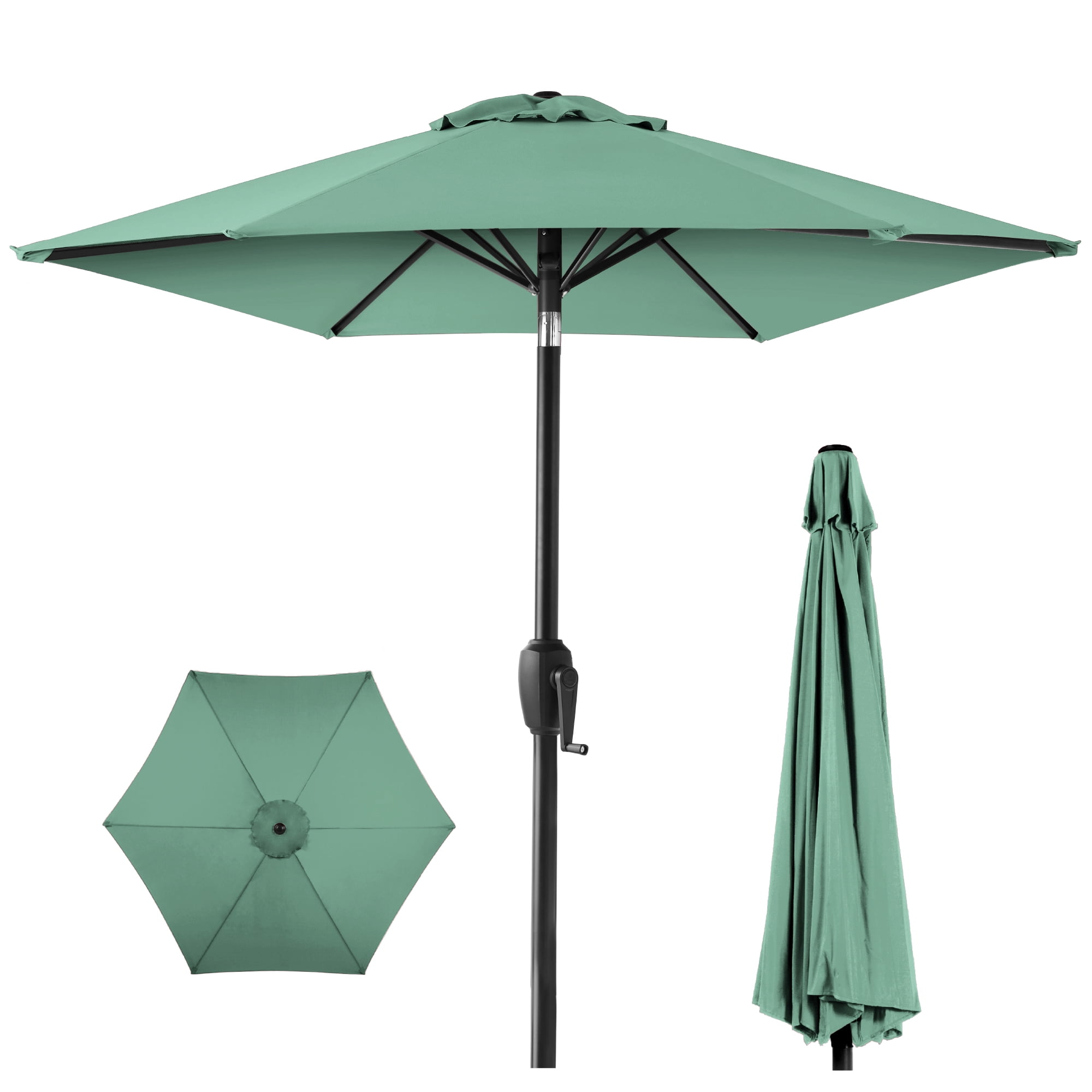 8 ft patio umbrella frame LAUSAINT HOME 8FT Ruffle Beach Umbrella, Sun Protection Patio Umbrella, Rust-Resistant Frame for Garden