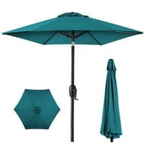 Best Choice Products 7.5ft Heavy-Duty Outdoor Market Patio Umbrella w/ Push Button Tilt, Easy Crank - Cerulean