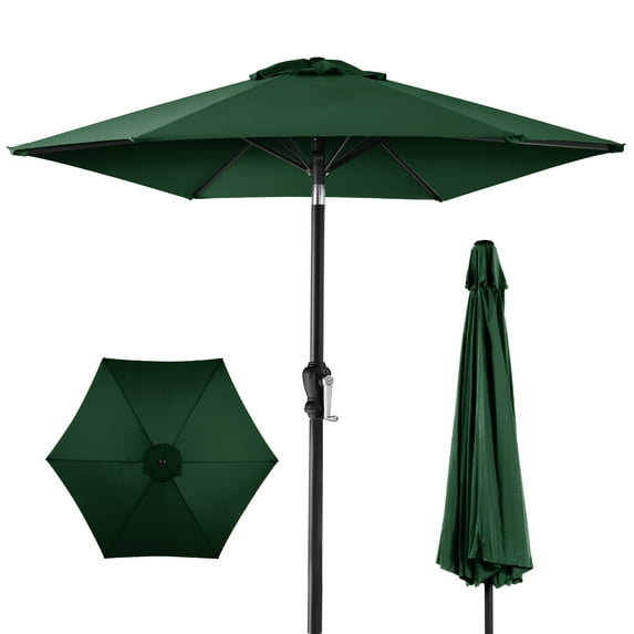 Best Choice Products 7.5ft Heavy-Duty Outdoor Market Patio Umbrella w/ Push Button Tilt, Easy Crank, Green