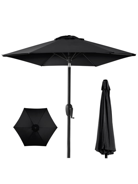 7.5ft Heavy-Duty Outdoor Market Patio Umbrella w/ Push Button Tilt, Easy Crank - Ink