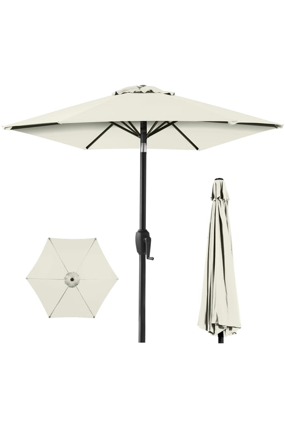 7.5ft Heavy-Duty Outdoor Market Patio Umbrella w/ Push Button Tilt, Easy Crank - Ivory