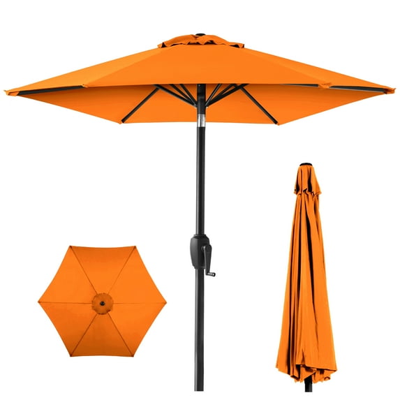 Best Choice Products 7.5ft Heavy-Duty Outdoor Market Patio Umbrella w/ Push Button Tilt, Easy Crank - Orange