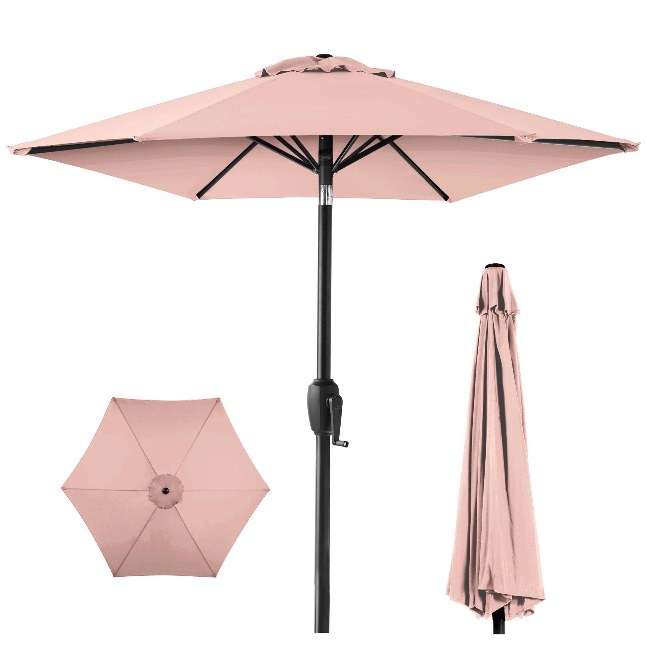 7.5ft Rose Quartz Polyester Outdoor Market Patio Umbrella with Steel Pole