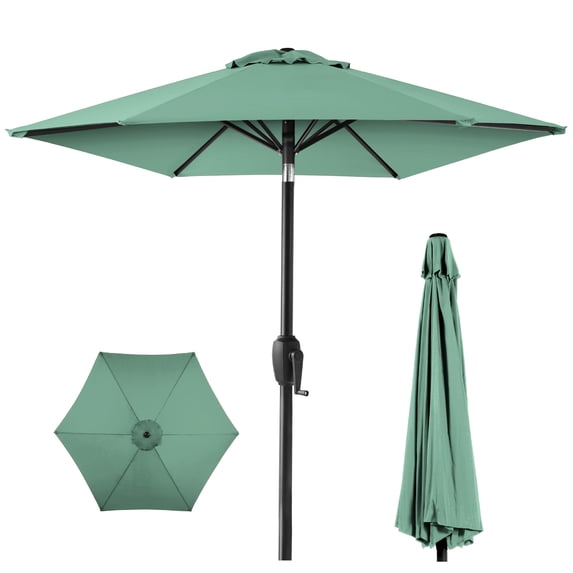 Best Choice Products 7.5ft Heavy-Duty Outdoor Market Patio Umbrella w/ Push Button Tilt, Easy Crank - Seaglass