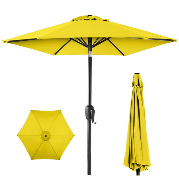 Best Choice Products 7.5ft Heavy-Duty Outdoor Market Patio Umbrella w/ Push Button Tilt, Easy Crank - Yellow