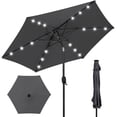 thumbnail image 1 of Best Choice Products 7.5ft Outdoor Solar Patio Umbrella for Deck, Pool w/ Tilt, Crank, LED Lights - Gray, 1 of 7