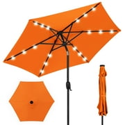 Best Choice Products 7.5ft Outdoor Solar Patio Umbrella for Deck, Pool w/ Tilt, Crank, LED Lights - Orange
