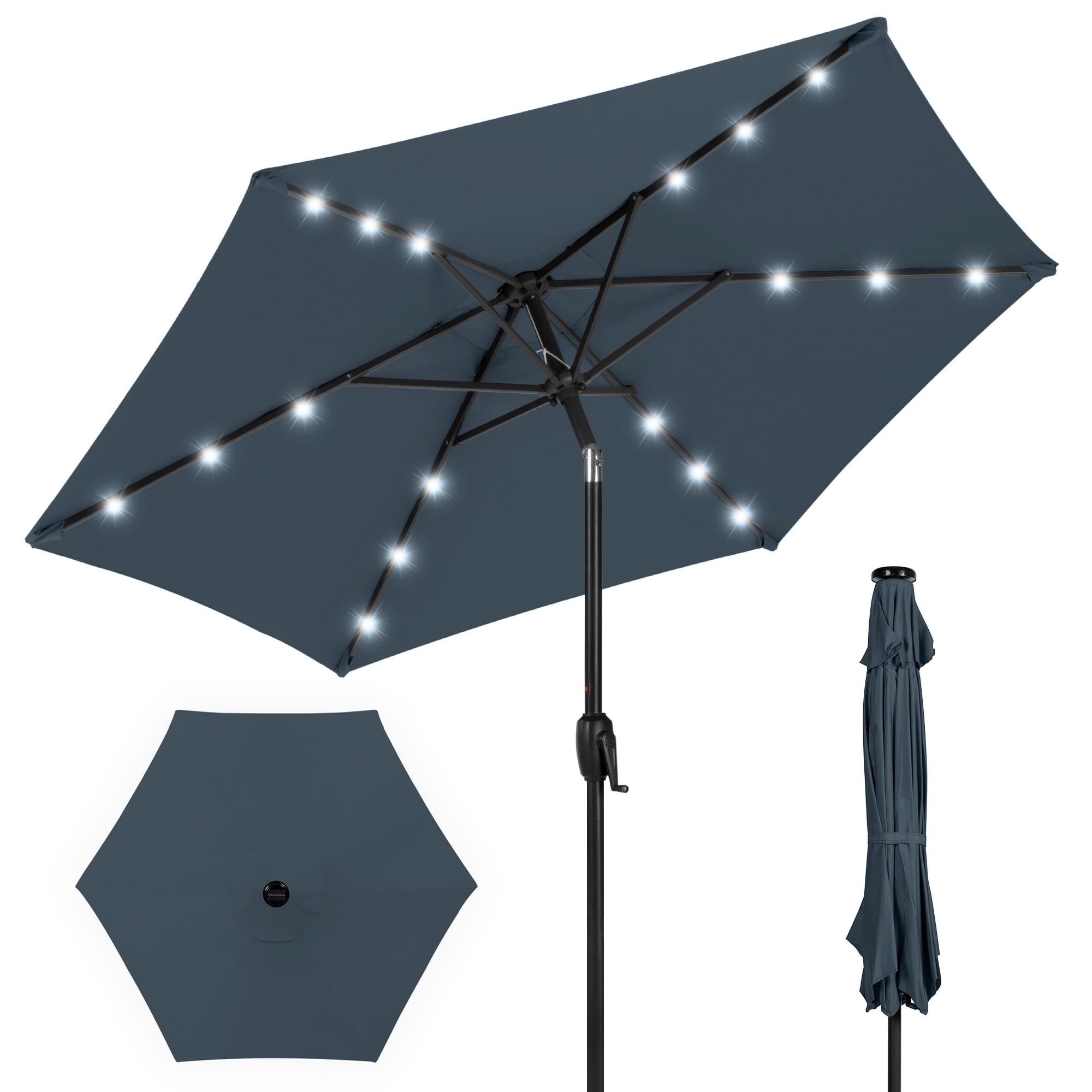 best choice products 7.5ft outdoor solar patio umbrella LED Lighted Umbrella, Table Market Umbrella with Tilt and Crank, Umbrella for Garden, Deck, Backyard, Pool and Beach Enjoy more shade at the perfect angle as you adjust the canopy to block the sun all day long Best Choice Products 7.5ft Outdoor