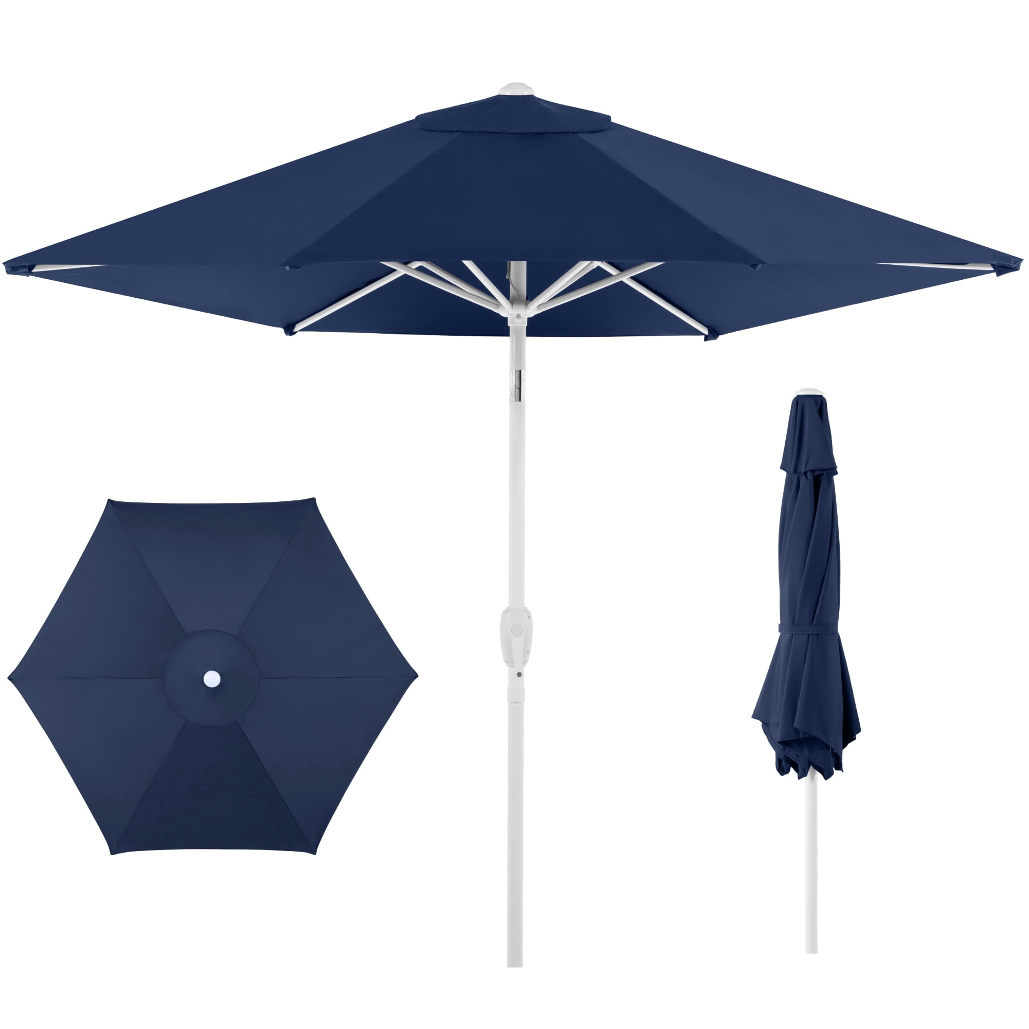 Best Choice Products 7.5ft Patio Umbrella White Pole, Outdoor Market Umbrella Steel Pole - Navy