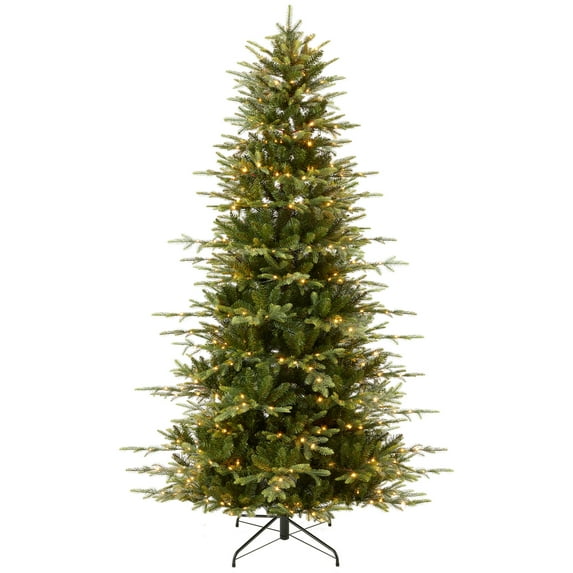 Best Choice Products 7.5ft Pre-Lit Artificial Slim Aspen Noble Fir Christmas Tree w/ 2,136 Branch Tips, 400 LED Lights