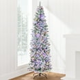 Best Choice Products 7.5ft PreLit XMAS Frosted Colored Thin Holiday