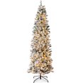thumbnail image 1 of Best Choice Products 7.5ft Pre-Lit Artificial Snow Flocked Pencil Christmas Tree Holiday Decoration w/ 350 Lights, 1 of 9
