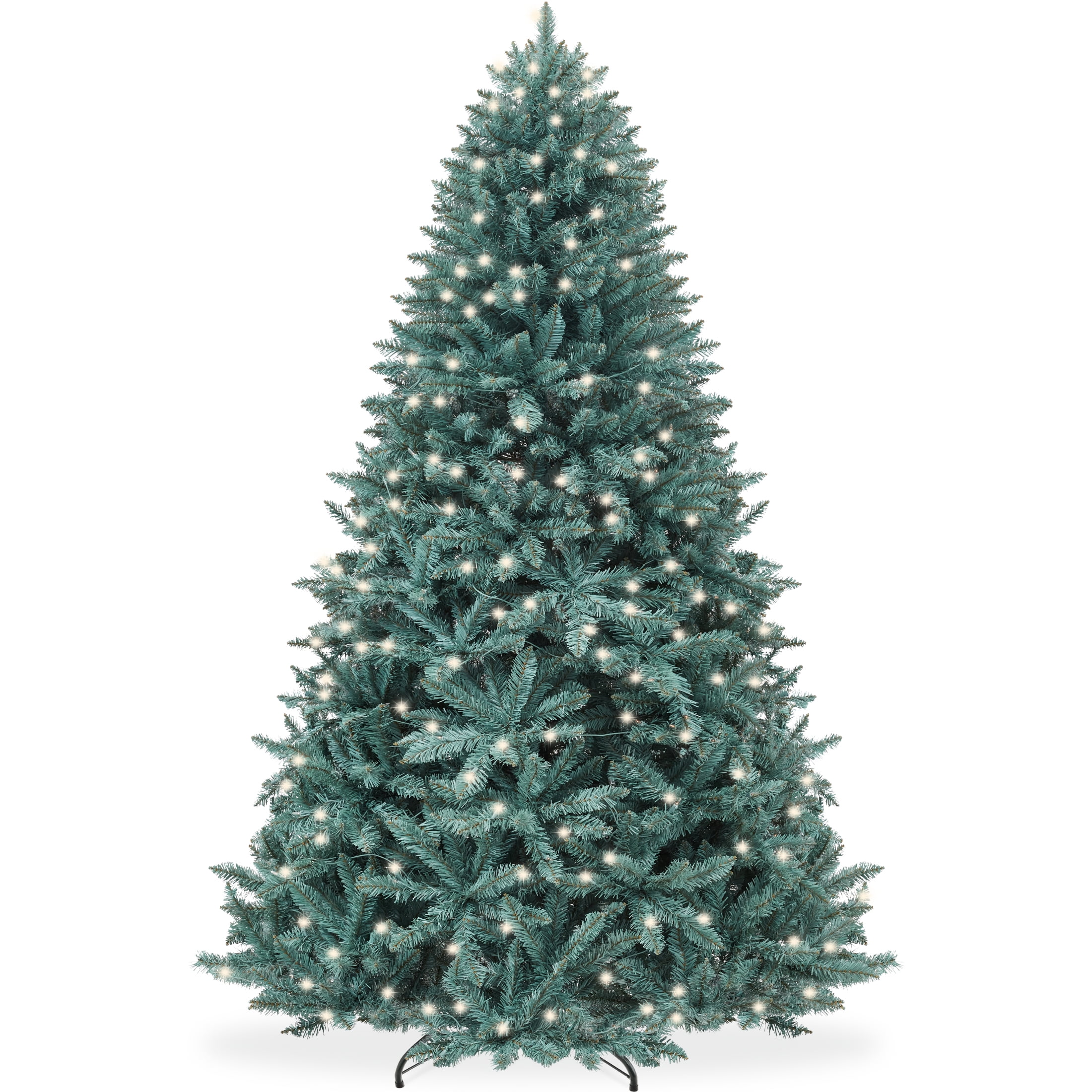 Best Choice Products 7.5ft Pre-Lit Blue Spruce Christmas Tree w/ Foldable Base, 420 Lights, 1384 Tips