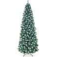 Best Choice Products 7.5ft PreLit Blue Spruce Pencil Christmas Tree w