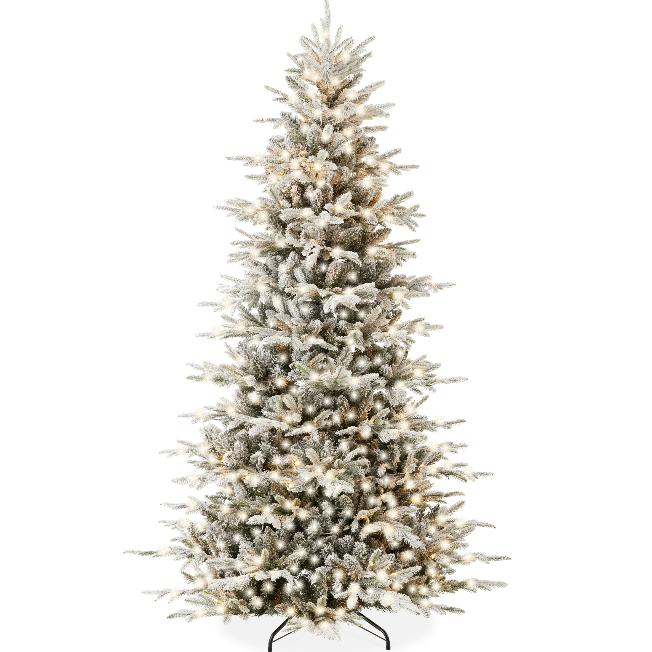 Best Choice Products 7.5ft PreLit Flocked Artificial Aspen Noble Fir
