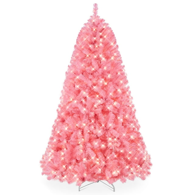 Best Choice Products 7.5ft PreLit Pink Christmas Tree, Artificial