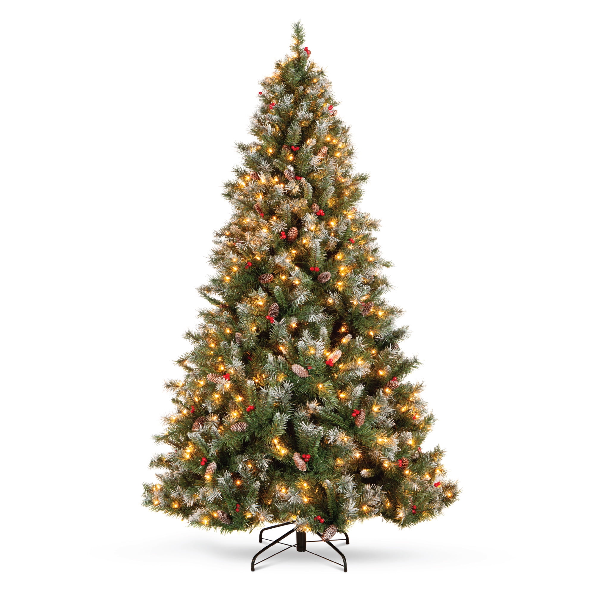 7.5ft Pre-Lit White Flocked Pine Christmas Tree with Lights