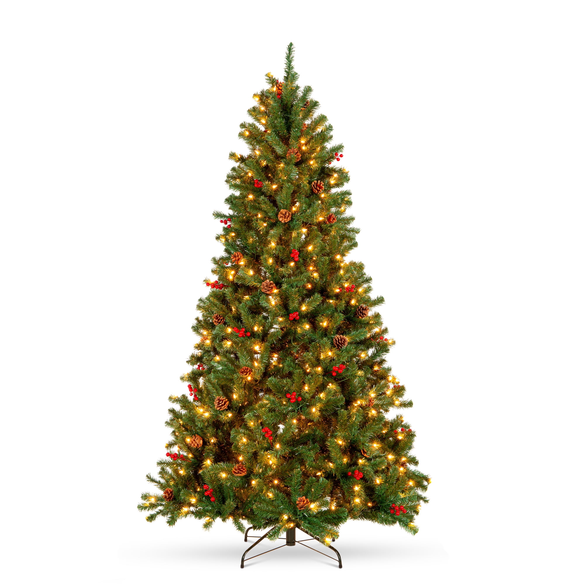 7.5ft Pre-Lit Green Spruce Christmas Tree with Lights and Pinecones