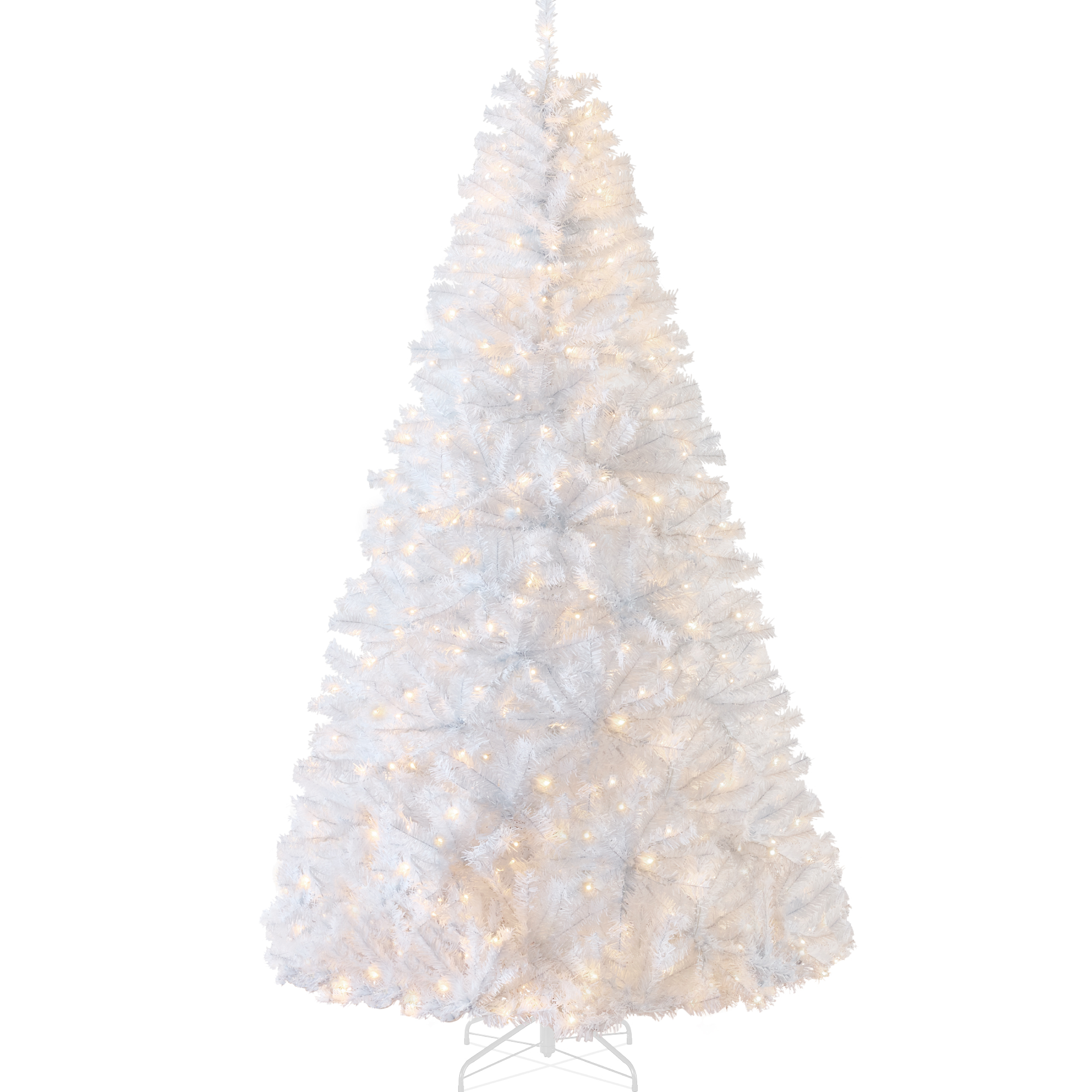 Best Choice 6ft Pre-Lit Premium White Artificial Christmas Pine Tree w ...