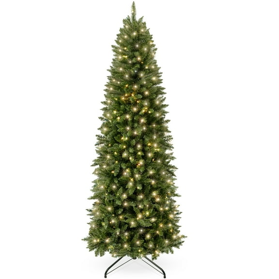 Best Choice Products 7.5ft Prelit Pencil Christmas Tree, Spruce Style Holiday Decor w/ 1,075 Tips, 350 Lights, Base