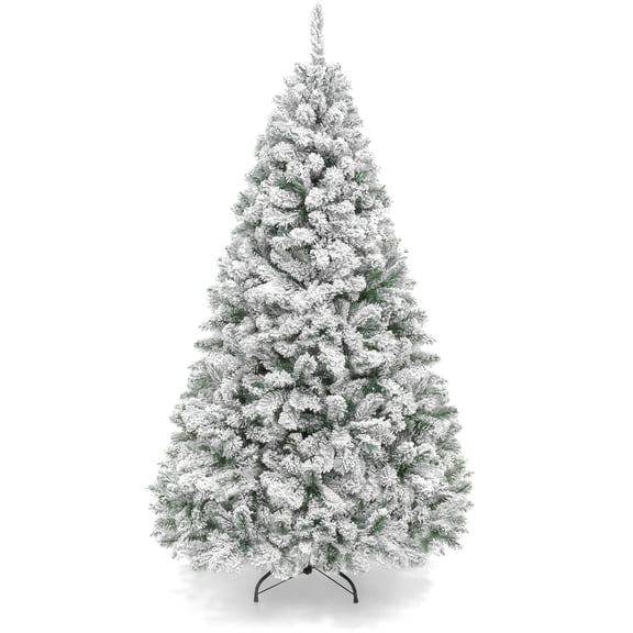Best Choice Products Artificial Flocked Christmas Tree, 7.5ft Premium Unlit Pine Holiday Decor w/Metal Stand  Green