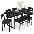 thumbnail image 1 of Best Choice Products 7-Piece Modern Dining Set, Kitchen Table w/ 6 Cushioned Chairs, Metal Frame - Black/Black, 1 of 10