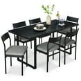 thumbnail image 1 of Best Choice Products 7-Piece Modern Dining Set, Kitchen Table w/ 6 Cushioned Chairs, Metal Frame - Black/Gray, 1 of 10