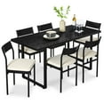 thumbnail image 1 of Best Choice Products 7-Piece Modern Dining Set, Kitchen Table w/ 6 Cushioned Chairs, Metal Frame - Black/Ivory, 1 of 9