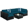 thumbnail image 1 of Best Choice Products 7-Piece Outdoor Modular Patio Conversation Furniture, Wicker Sectional Set - Black/Peacock, 1 of 9