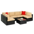 thumbnail image 1 of Best Choice Products 7-Piece Outdoor Modular Patio Conversation Furniture, Wicker Sectional Set - Black/Tan, 1 of 7