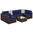 thumbnail image 1 of Best Choice Products 7-Piece Outdoor Modular Patio Conversation Furniture, Wicker Sectional Set - Brown/ Navy, 1 of 8