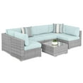 thumbnail image 1 of Best Choice Products 7-Piece Outdoor Modular Patio Conversation Furniture, Wicker Sectional Set - Gray/Pastel Blue, 1 of 9