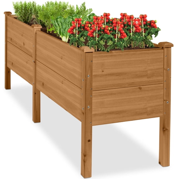 Best Choice Products 72" x 24" x 30" Raised Garden Bed, Extra Deep 16" Depth, Elevated Wood Planter Stand - Acorn Brown