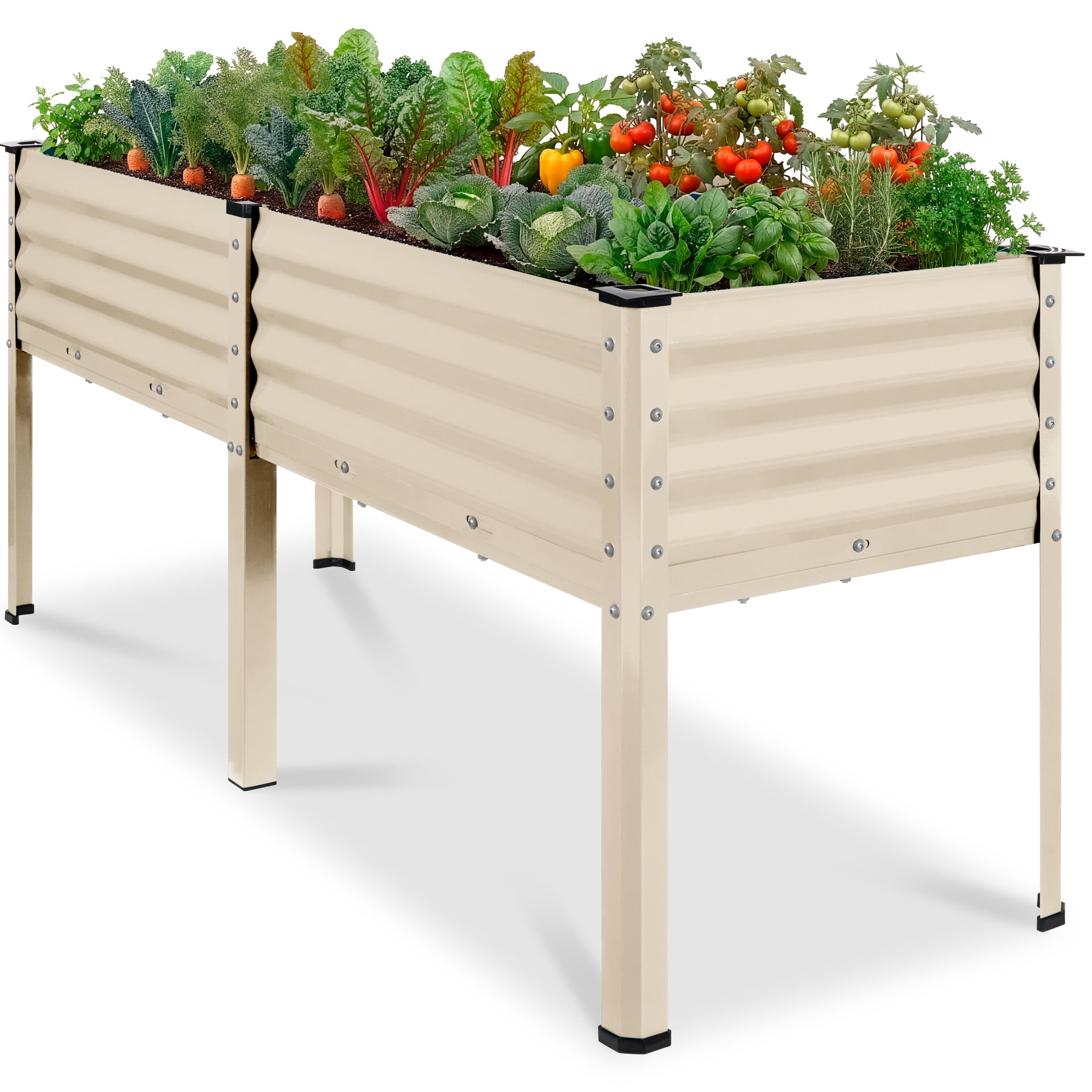 Best Choice Products 72x24x30in Non Toxic Elevated Galvanized Metal Garden Bed Corner Protectors - Beige