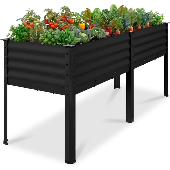 Best Choice Products 72x24x30in Non Toxic Elevated Galvanized Metal Garden Bed Corner Protectors - Black