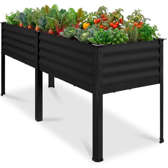 Best Choice Products 72x24x30in Non Toxic Elevated Galvanized Metal Garden Bed Corner Protectors - Black