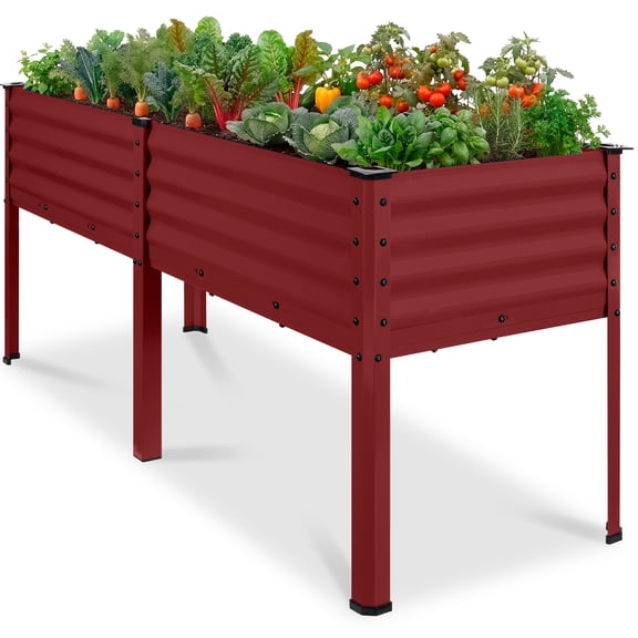 Best Choice Products 72x24x30in Non Toxic Elevated Galvanized Metal Garden Bed Corner Protectors - Royal Red