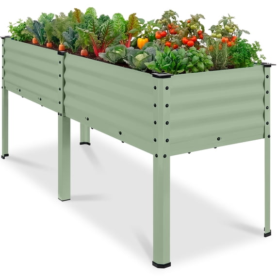 Best Choice Products 72x24x30in Non Toxic Elevated Galvanized Metal Garden Bed Corner Protectors - Sage Green
