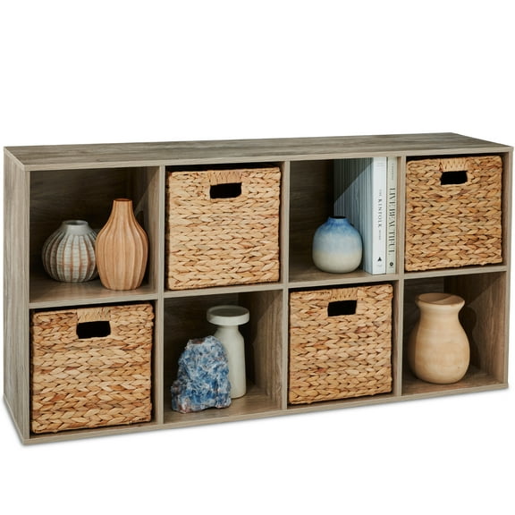 Best Choice Products 8-Cube Bookshelf, 11in Display Storage System, Organizer w/ Removable Back Panels - Greige