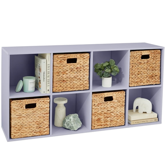 Best Choice Products 8-Cube Bookshelf, 11in Display Storage System, Organizer w/ Removable Back Panels - Lavender