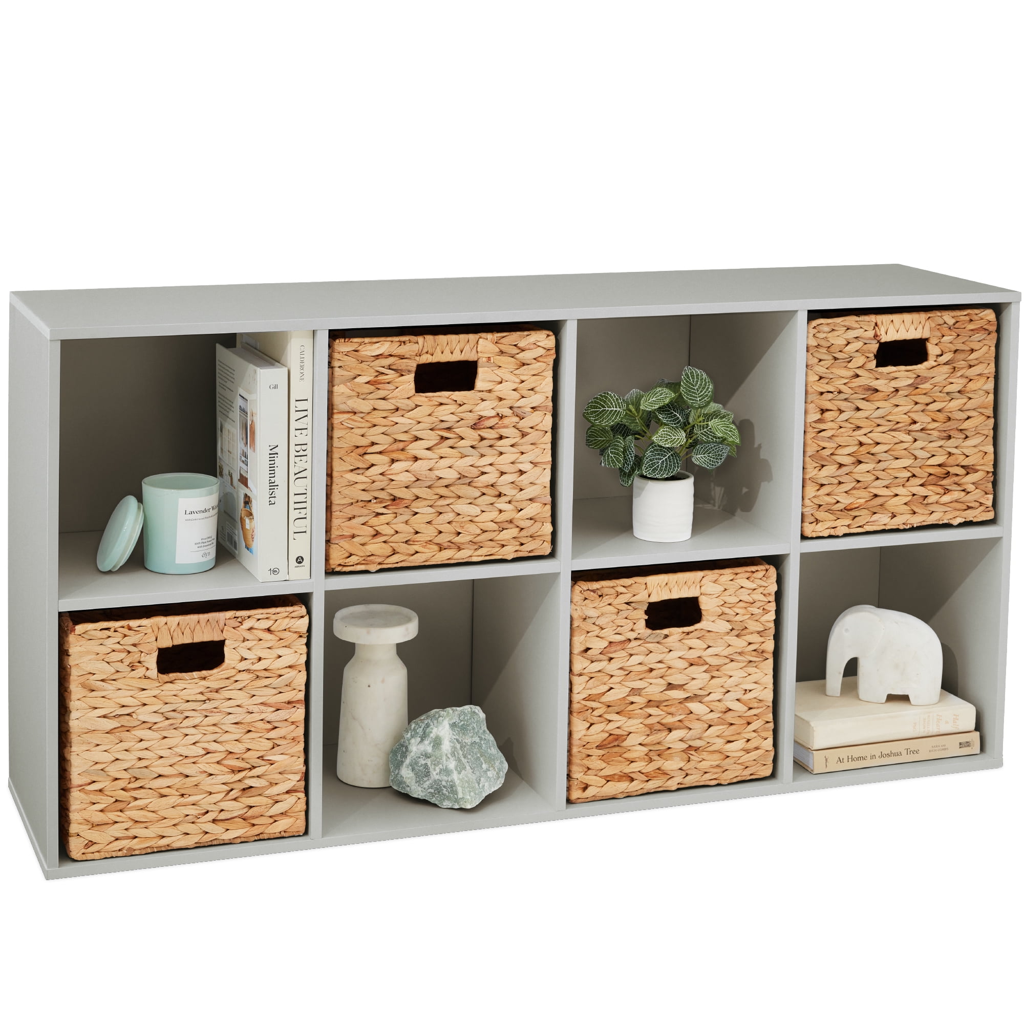 Best Choice Products 8-Cube Bookshelf, 13.5in Display Storage System, Organizer w/ Removable Back Panels - Gray