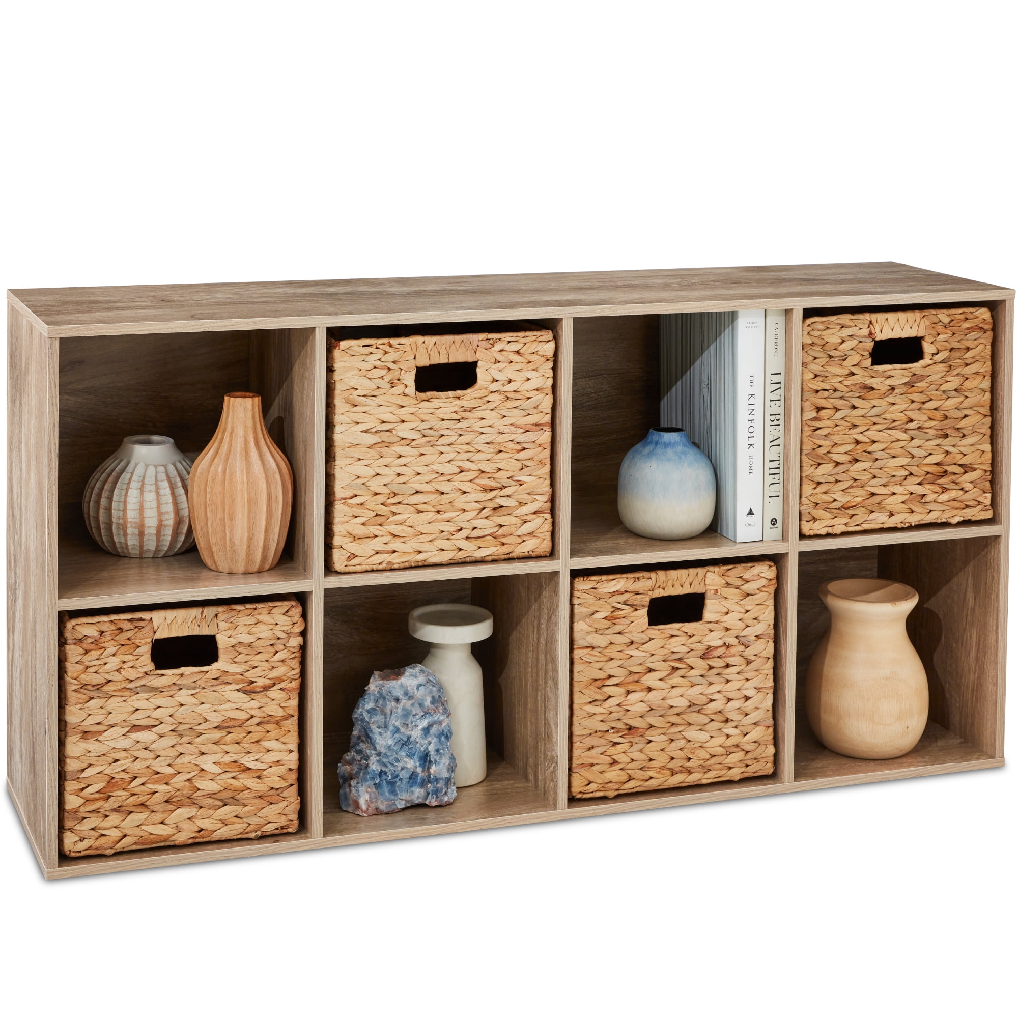 Best Choice Products 8-Cube Bookshelf, 13.5in Display Storage System, Organizer w/ Removable Back Panels - Greige