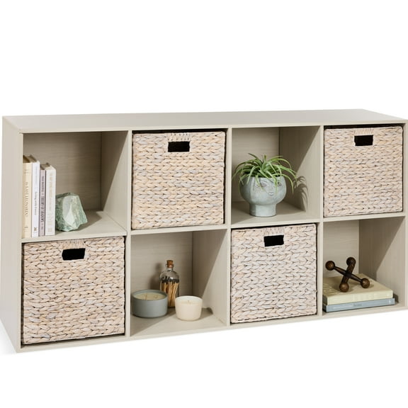 Best Choice Products 8-Cube Bookshelf, 13.5in Display Storage System, Organizer w/ Removable Back Panels - Whitewash