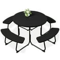 thumbnail image 1 of Best Choice Products 8-Person Circular Outdoor Picnic Table w/ 4 Benches, Umbrella Hole, 2000lb Capacity - Black, 1 of 8