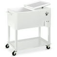 thumbnail image 1 of Best Choice Products 80qt Steel Rolling Cooler Cart w/ Bottle Opener, Catch Tray, Drain Plug, Locking Wheels - White, 1 of 8