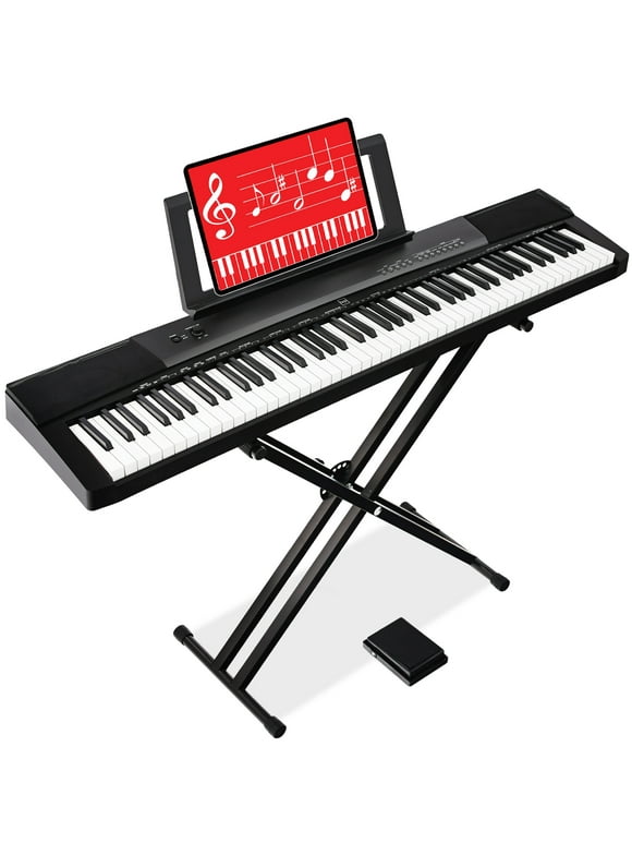 Best Choice Products 88-Key Full Size Digital Piano for All Player Levels w/ Semi-Weighted Keys, Stand, Pedal - Black