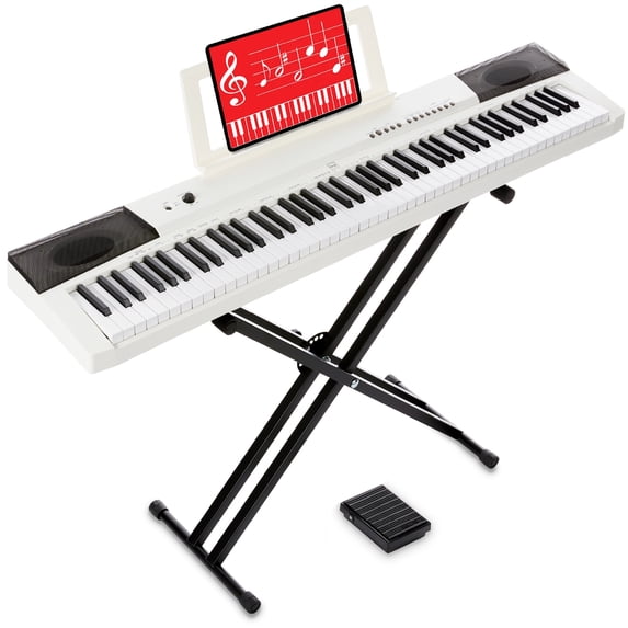 Best Choice Products 88-Key Full Size Digital Piano for All Player Levels w/ Semi-Weighted Keys, Stand, Pedal - White